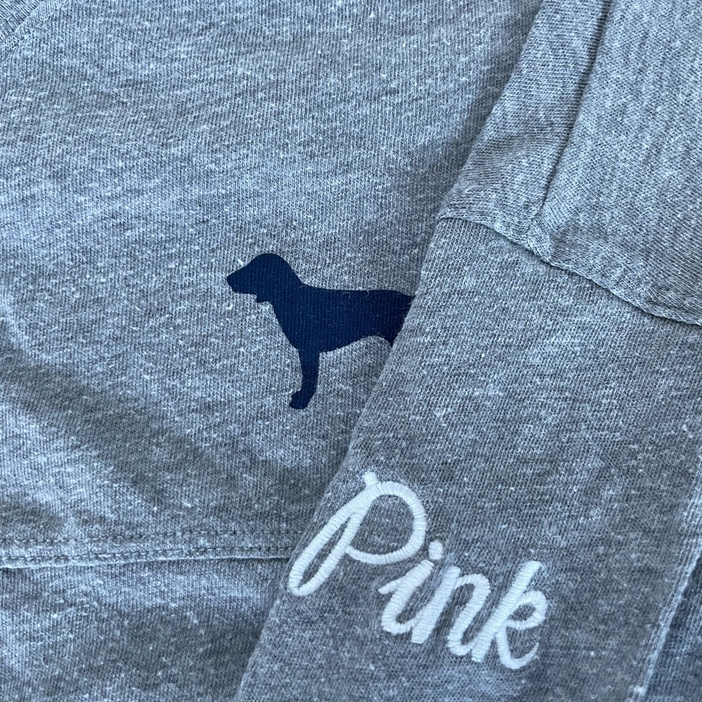 PINK Grey Oversized Long-Sleeve Tee